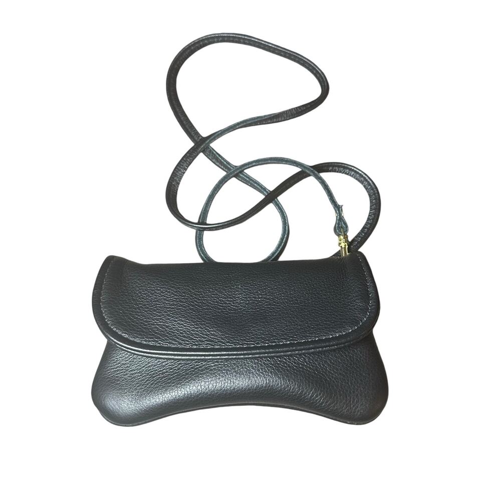 Natural Reflections Black leather crossbody mini bag made in the USA